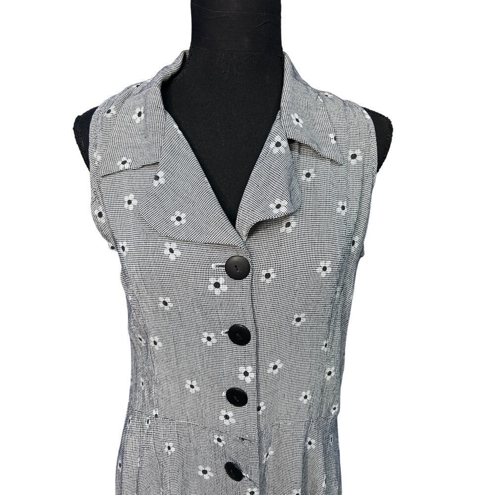 Impulsive Midi Dress Women M Button Front Polka Dot Sleeveless Minimal Sundres - Picture 3 of 7